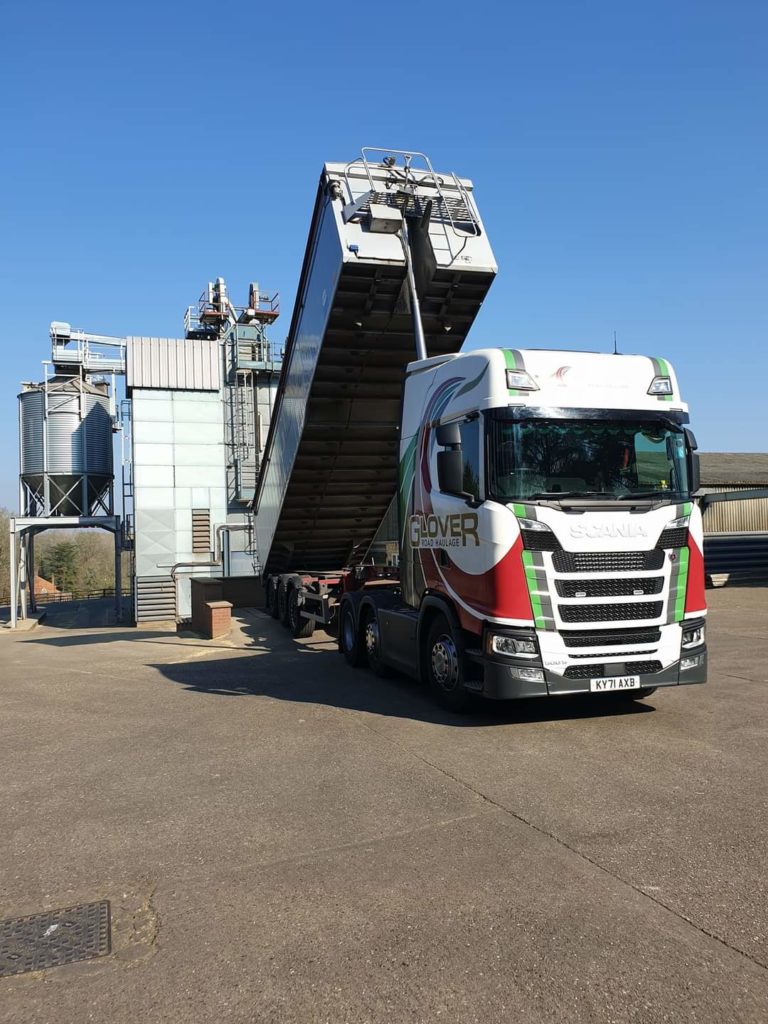 Glover lorry unloading wheat